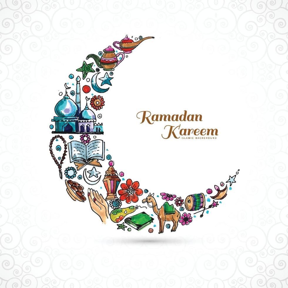 beautiful decorative moon ramadan kareem background free vector