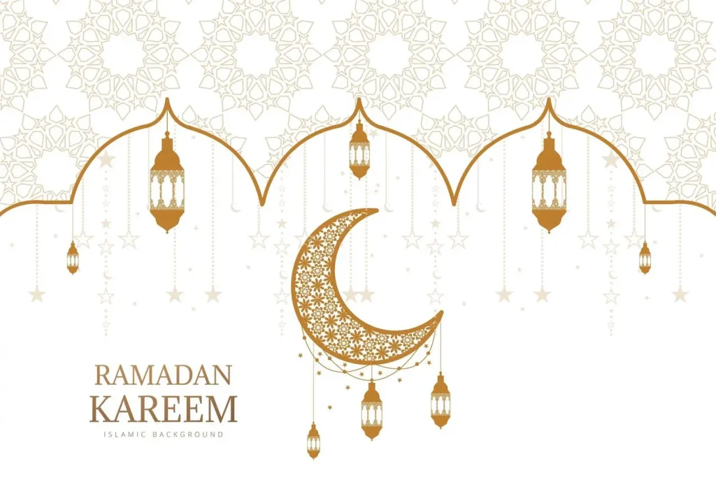ornate gold and white ramadan kareem greeting vector