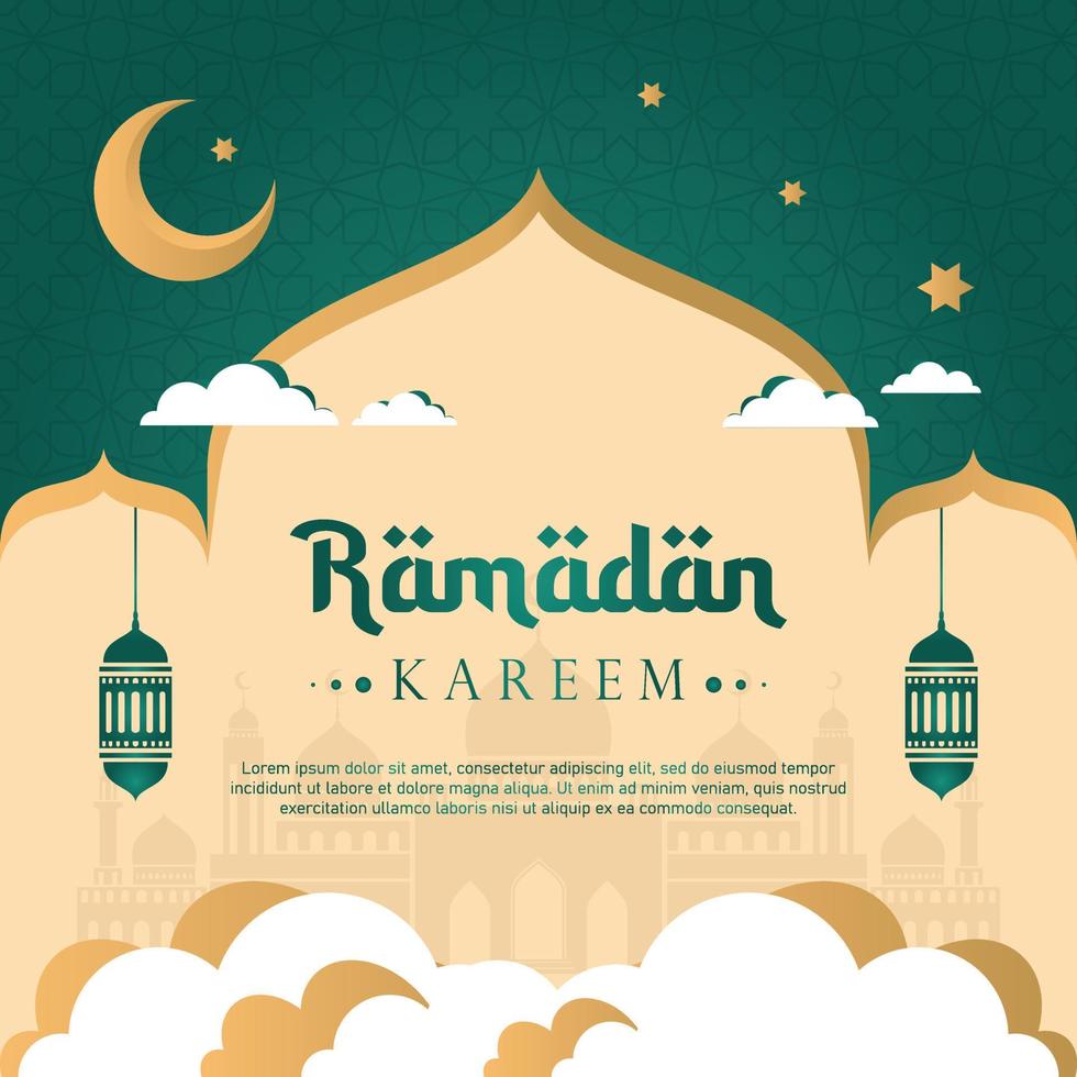 ramadan banner feed template mosque illustration free vector